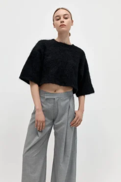 Knitwear*St. Agni Alpaca Cropped Tee - Black