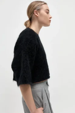 Knitwear*St. Agni Alpaca Cropped Tee - Black