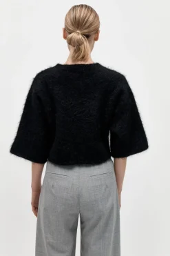Knitwear*St. Agni Alpaca Cropped Tee - Black