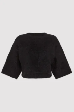 Knitwear*St. Agni Alpaca Cropped Tee - Black