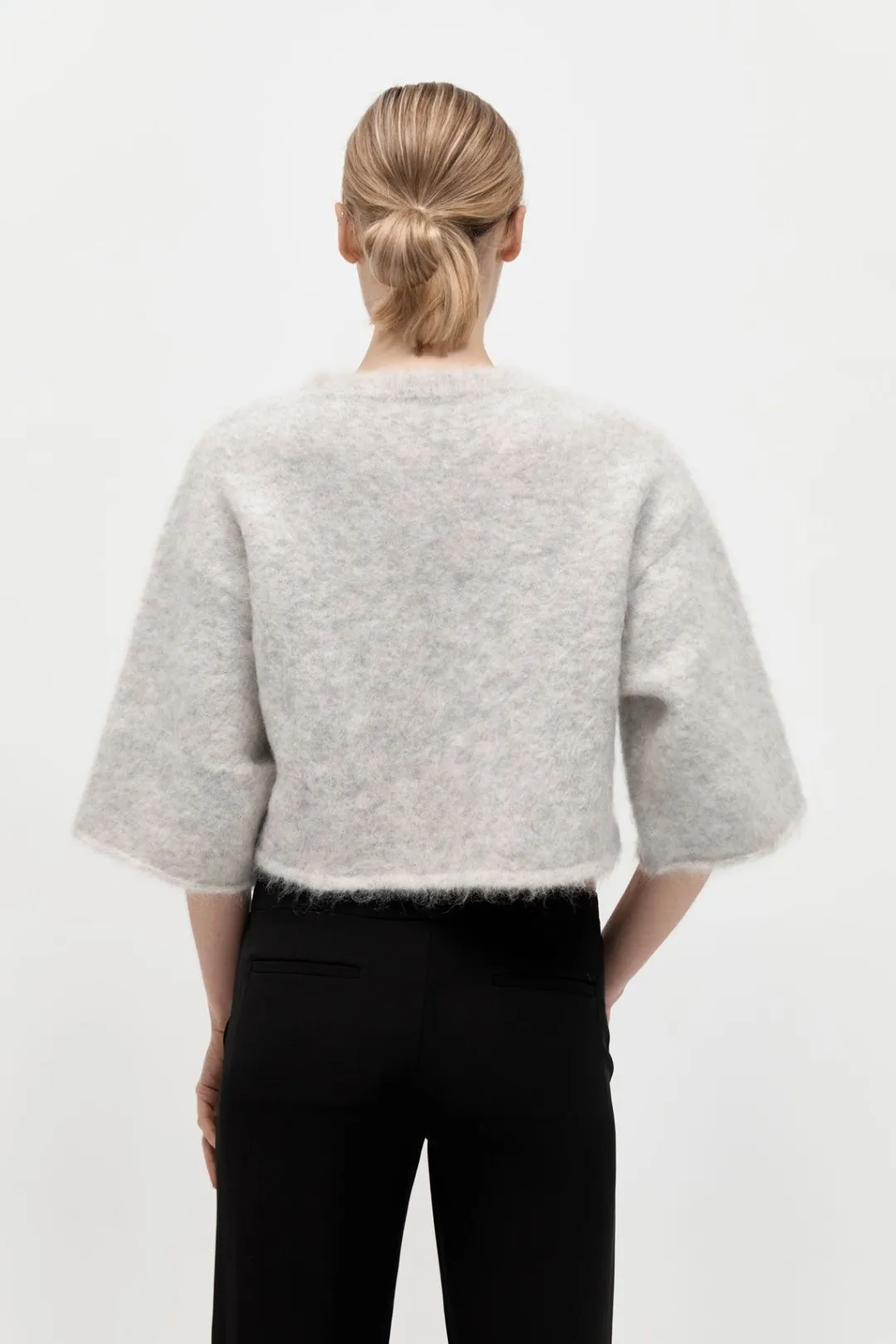 Tops*St. Agni Alpaca Cropped Tee - Light Grey