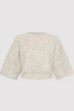 Tops*St. Agni Alpaca Cropped Tee - Light Grey