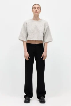 Knitwear*St. Agni Alpaca Cropped Tee - Light Grey
