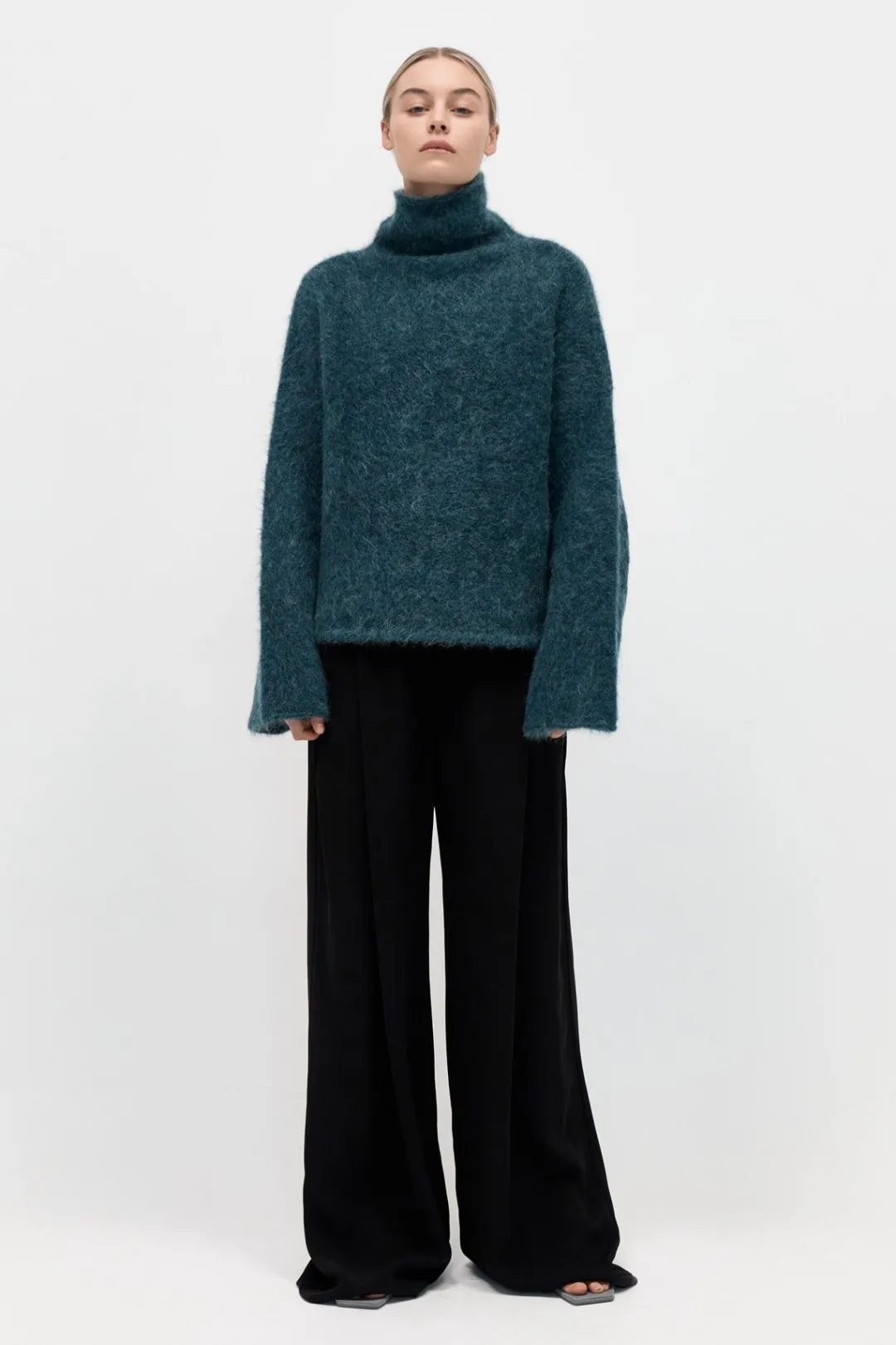 Jumpers*St. Agni Alpaca Funnel Neck Sweater - Sea Green