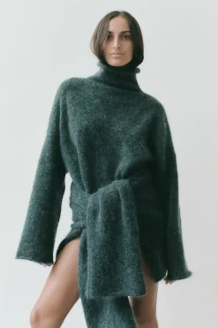 Jumpers*St. Agni Alpaca Funnel Neck Sweater - Sea Green