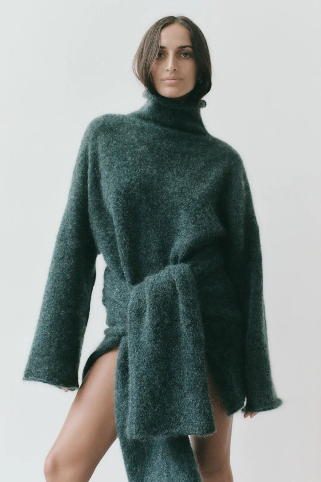 Jumpers*St. Agni Alpaca Funnel Neck Sweater - Sea Green