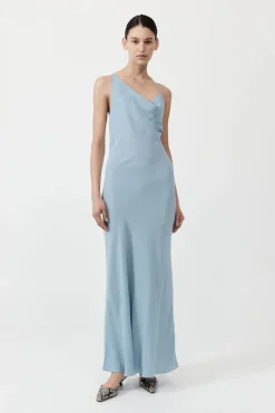 Dresses*St. Agni Asymm Drape Maxi Dress - Stone Blue
