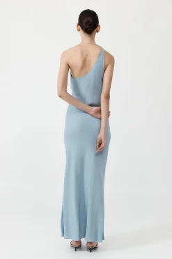 Dresses*St. Agni Asymm Drape Maxi Dress - Stone Blue