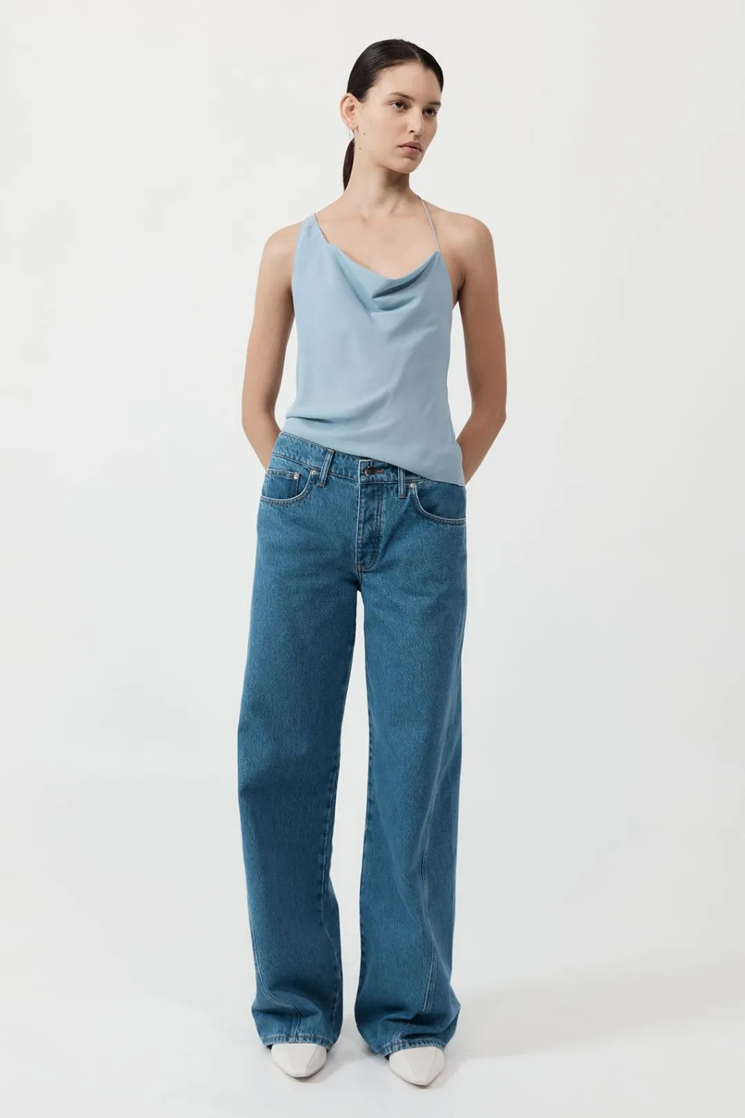 Tops*St. Agni Asymm Drape Top - Stone Blue