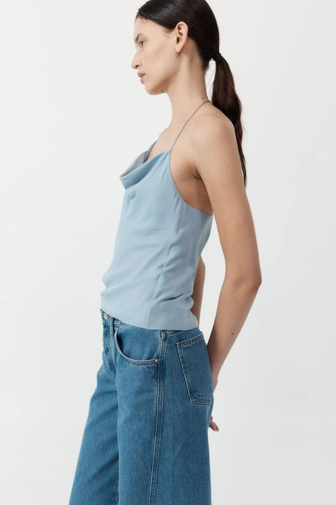 Tops*St. Agni Asymm Drape Top - Stone Blue