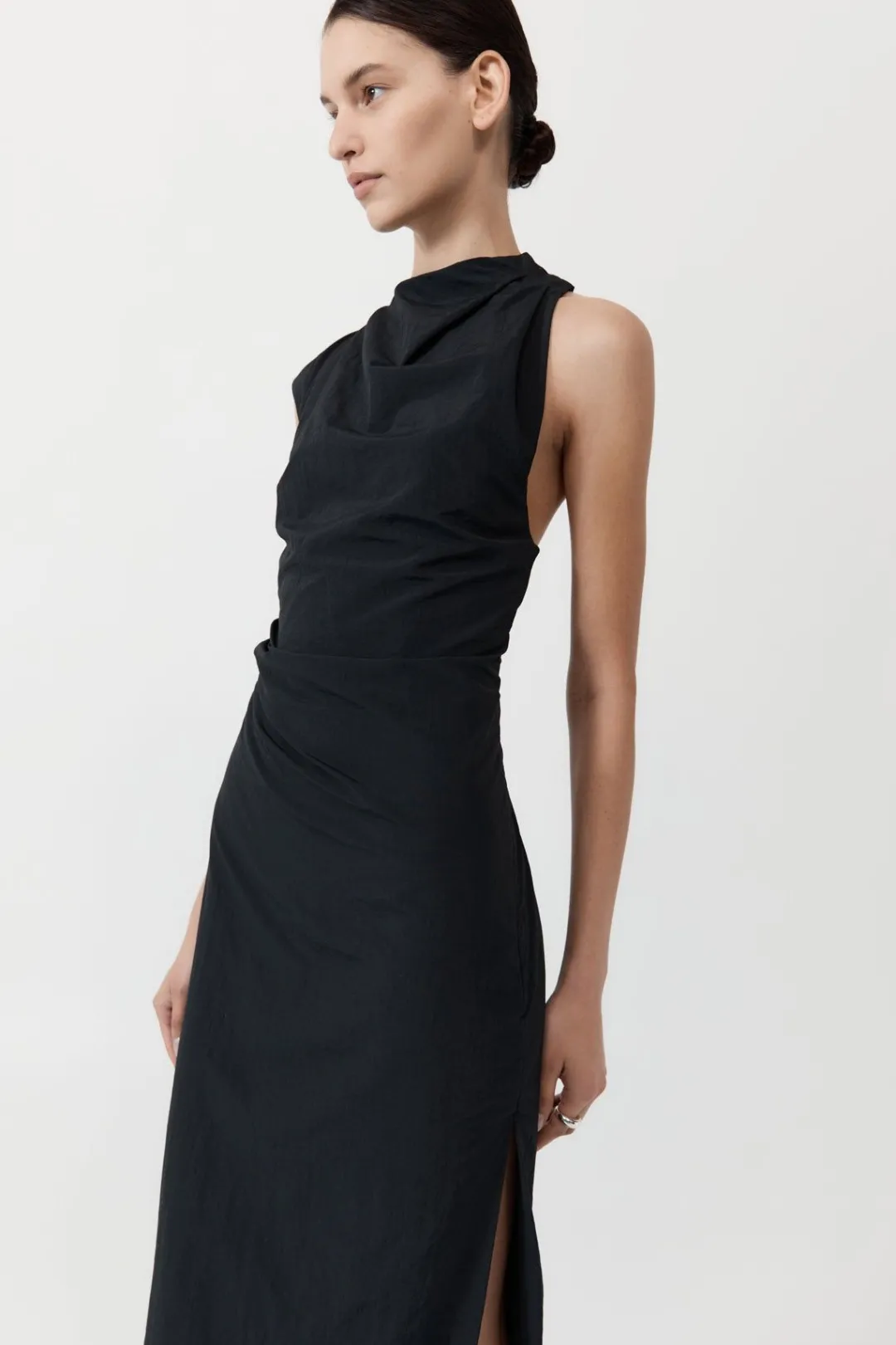 Dresses*St. Agni Asymm Tuck Dress - Black