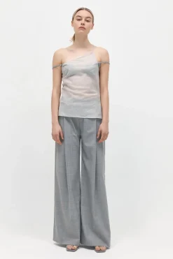 Tops*St. Agni Asymmetric One Shoulder Top - Sheer Stripe