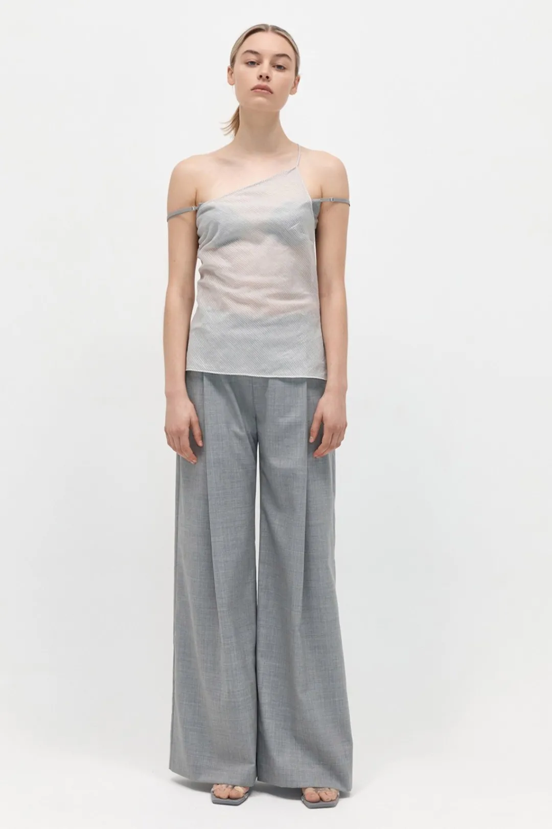 Tops*St. Agni Asymmetric One Shoulder Top - Sheer Stripe