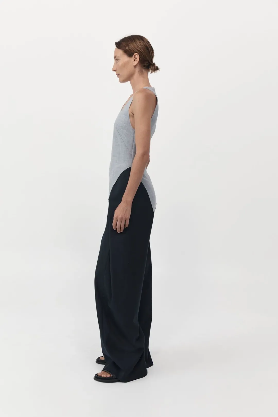 Tops*St. Agni Asymmetrical Neck Top - Grey Heather