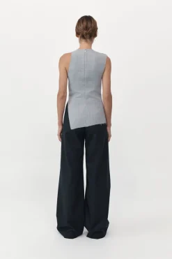 Tops*St. Agni Asymmetrical Neck Top - Grey Heather