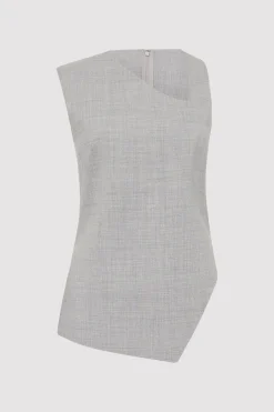 Tailoring*St. Agni Asymmetrical Neck Top - Grey Heather