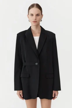 Unisex*St. Agni Belt Detail Blazer - Black