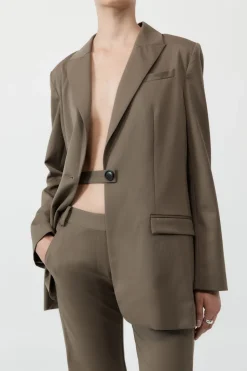 Tailoring*St. Agni Belt Detail Blazer - Kelp