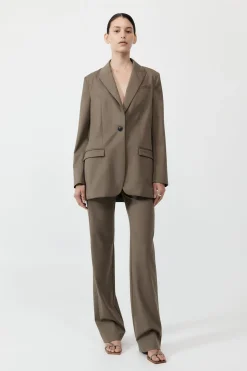 Unisex*St. Agni Belt Detail Blazer - Kelp