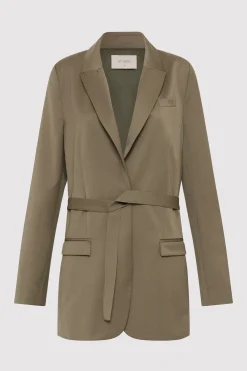 Unisex*St. Agni Belt Detail Blazer - Kelp