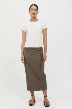 Tailoring*St. Agni Belted Pencil Skirt - Kelp