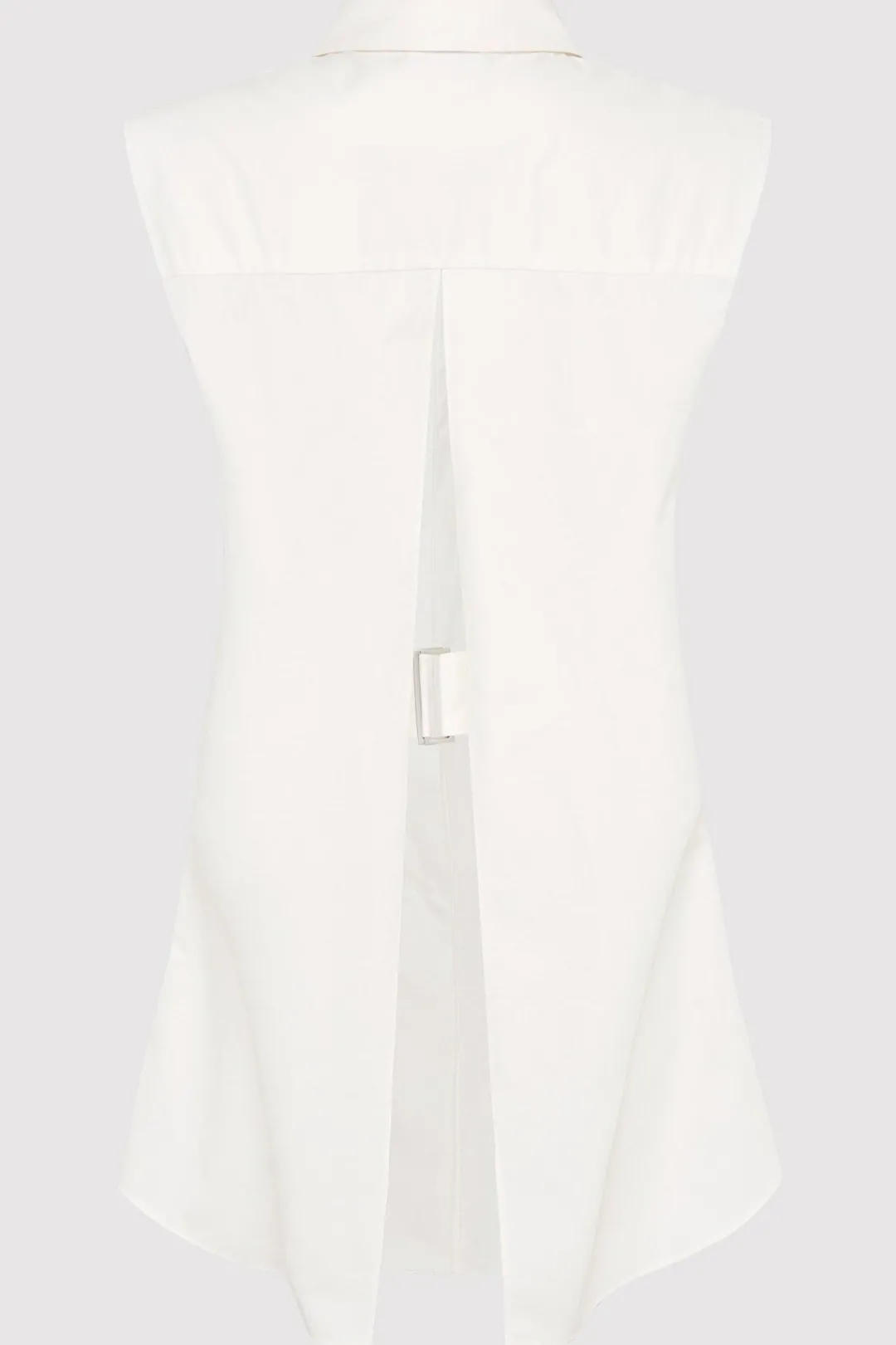 Shirts*St. Agni Cotton Belted Sleeveless Shirt - White