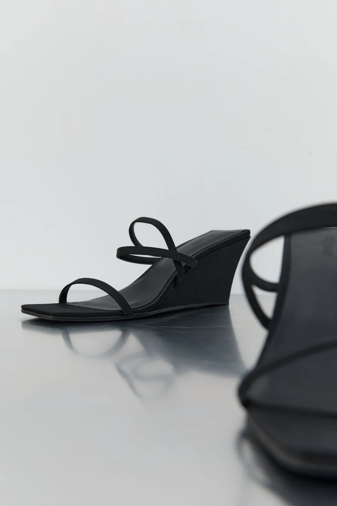 Wedges*St. Agni Cross Strap Wedge - Black