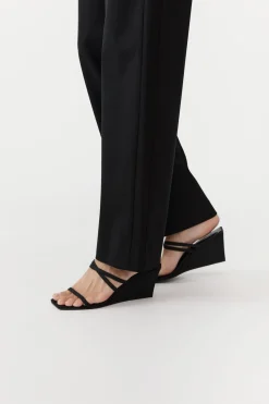 Wedges*St. Agni Cross Strap Wedge - Black