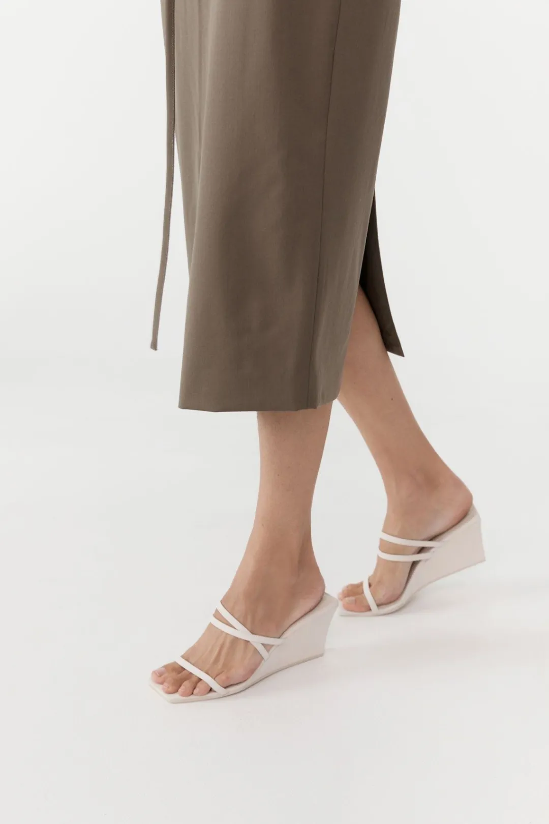 Wedges*St. Agni Cross Strap Wedge - Ivory