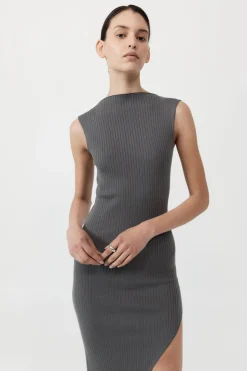 Dresses*St. Agni Cut Away Knit Dress - Stone Grey