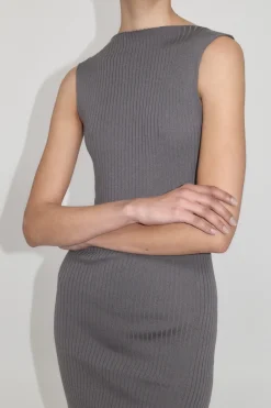 Dresses*St. Agni Cut Away Knit Dress - Stone Grey