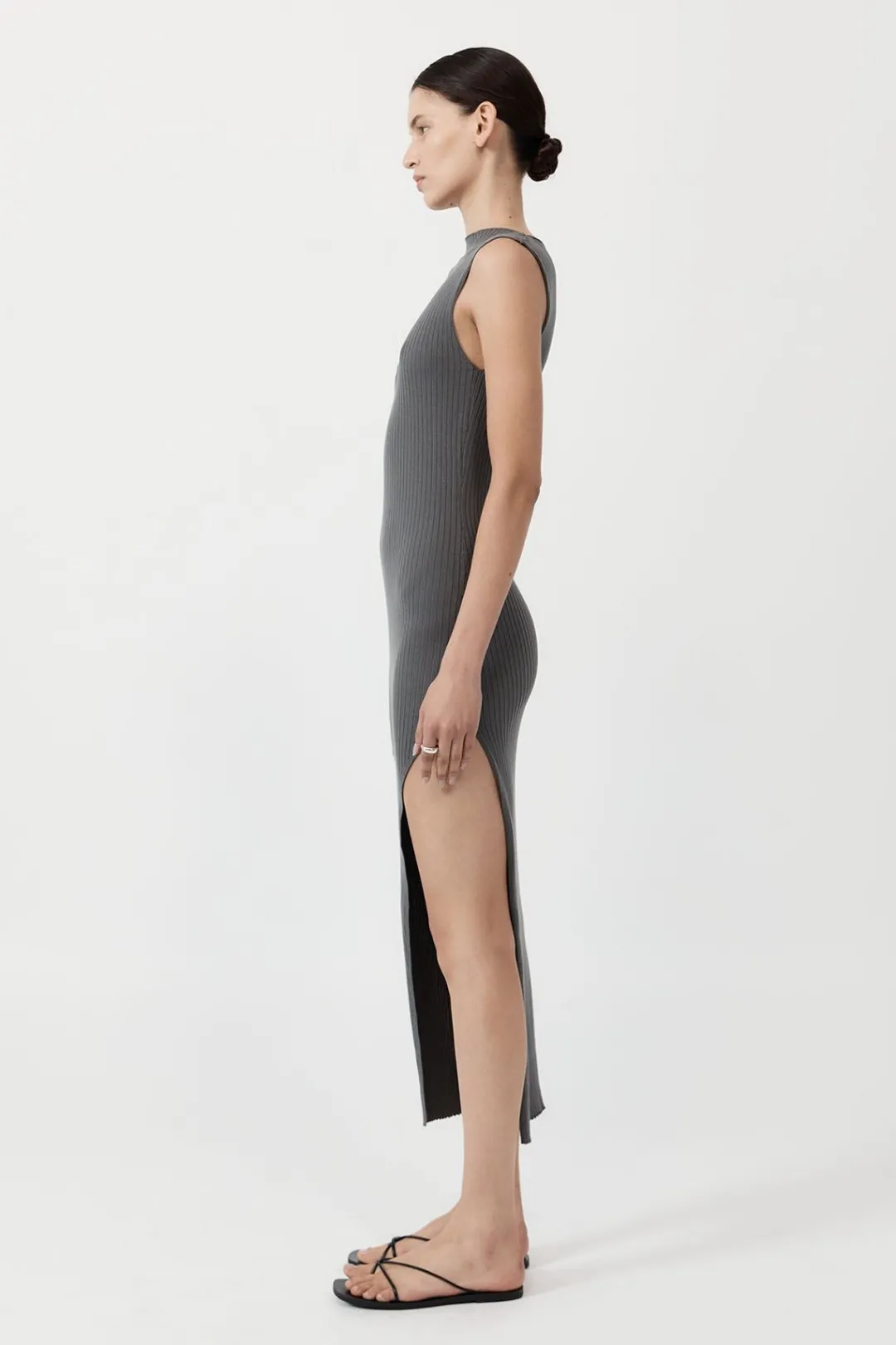 Dresses*St. Agni Cut Away Knit Dress - Stone Grey