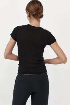 T-Shirts*St. Agni Cut Out Knit Tee - Black