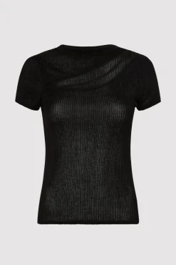 T-Shirts*St. Agni Cut Out Knit Tee - Black