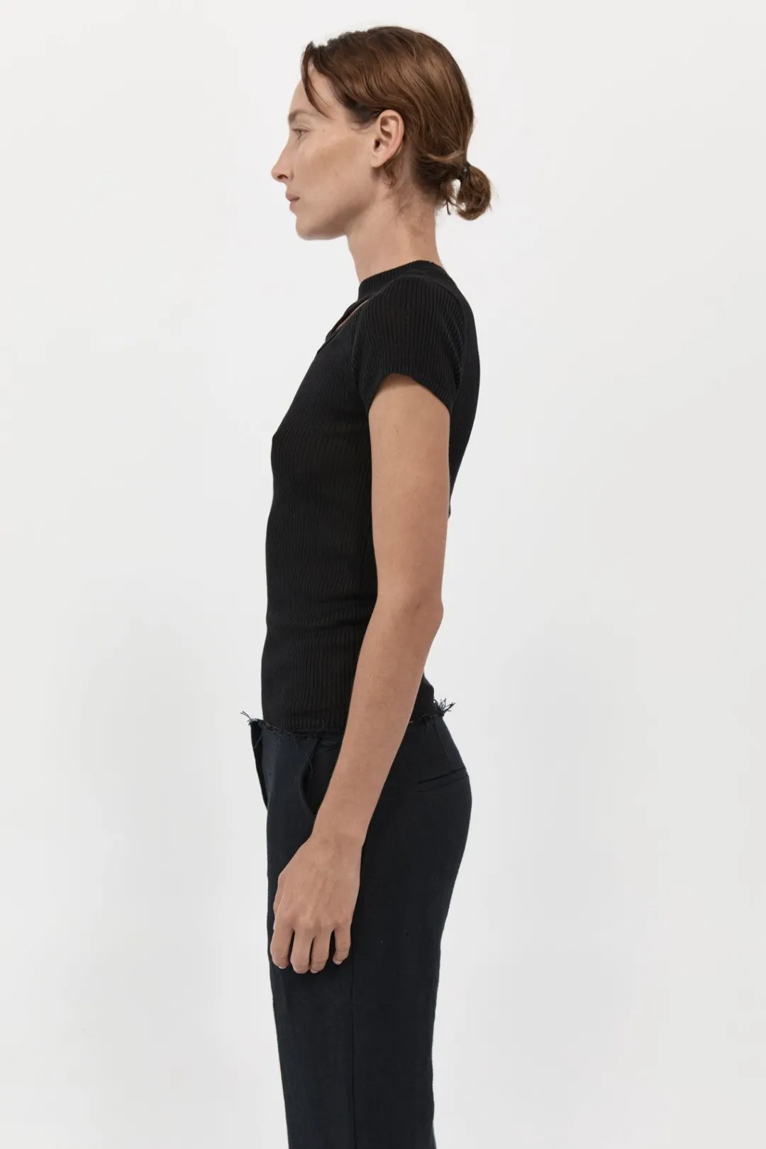Tops*St. Agni Cut Out Knit Tee - Black