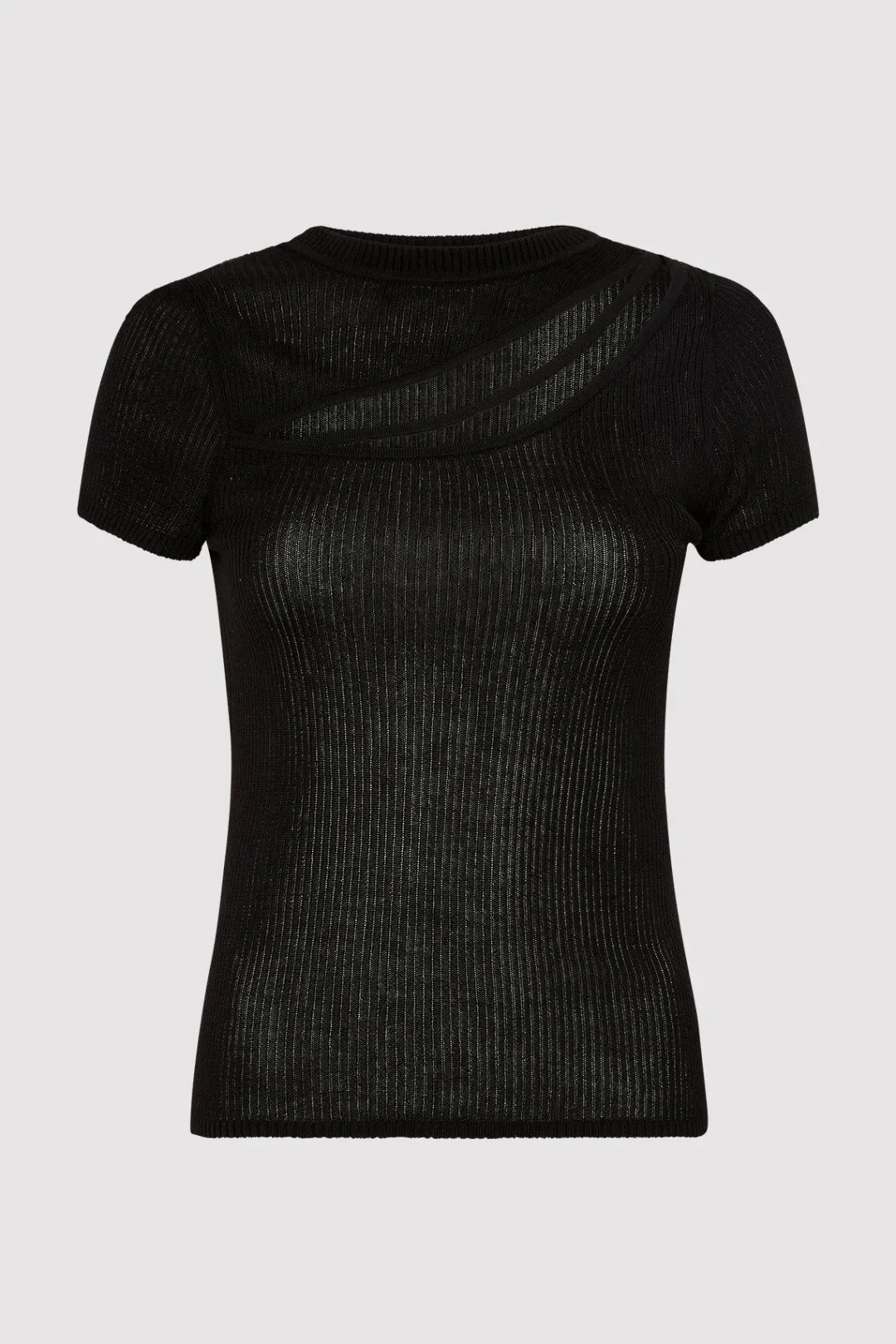 Tops*St. Agni Cut Out Knit Tee - Black