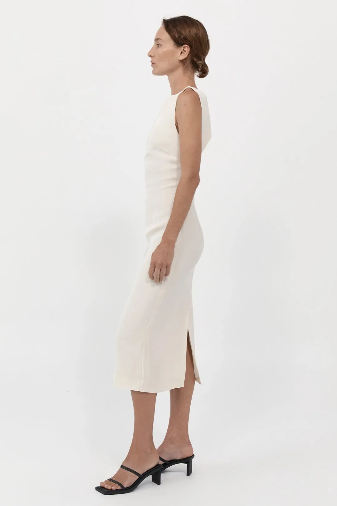 Tailoring*St. Agni Cut Out Midi Dress - Cool White