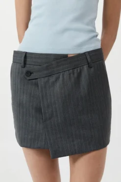 Tailoring*St. Agni Deconstructed Mini Skirt - Stone Blue Stripe