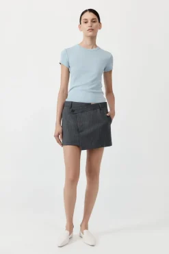 Tailoring*St. Agni Deconstructed Mini Skirt - Stone Blue Stripe