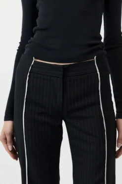 Pants*St. Agni Deconstructed Pinstripe Trousers - Black