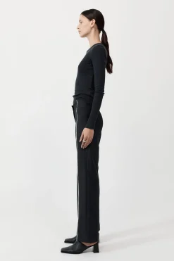 Pants*St. Agni Deconstructed Pinstripe Trousers - Black