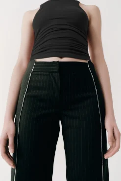 Pants*St. Agni Deconstructed Pinstripe Trousers - Black