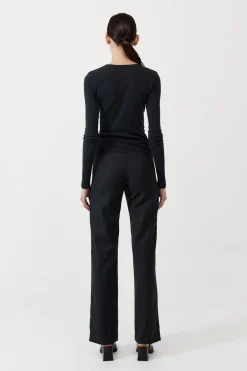 Tailoring*St. Agni Deconstructed Pinstripe Trousers - Black
