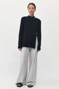Knitwear*St. Agni Deconstructed Rib Knit Jumper - Black