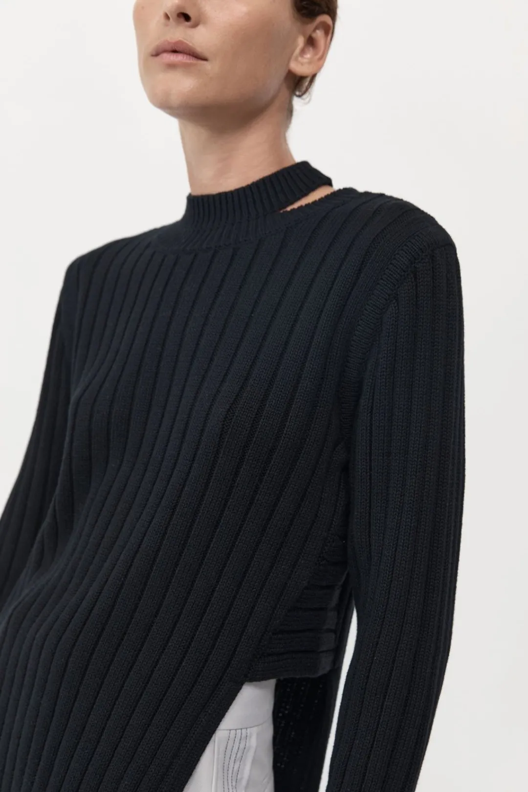 Knitwear*St. Agni Deconstructed Rib Knit Jumper - Black