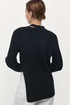 Knitwear*St. Agni Deconstructed Rib Knit Jumper - Black