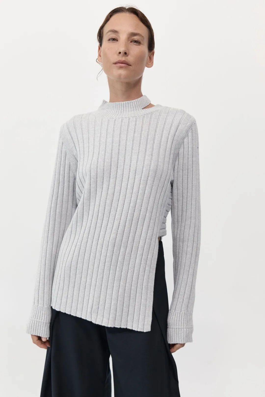 Knitwear*St. Agni Deconstructed Rib Knit Jumper - Soft Grey