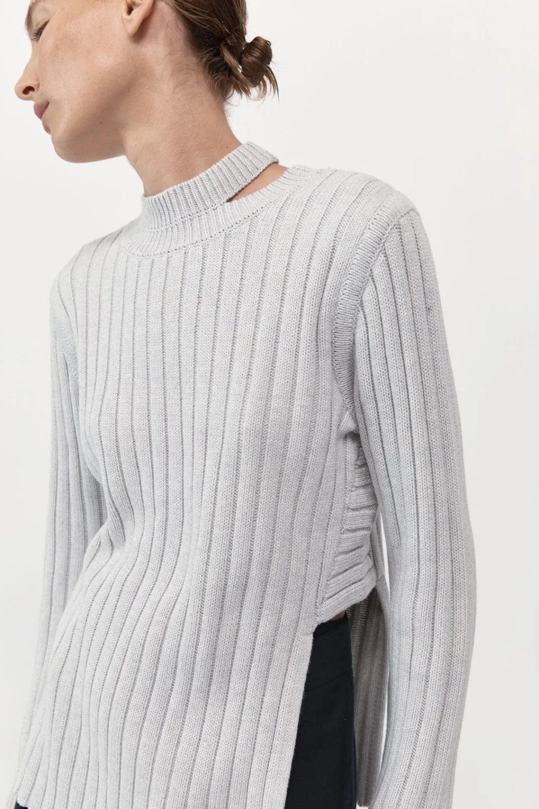 Knitwear*St. Agni Deconstructed Rib Knit Jumper - Soft Grey