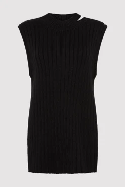 Knitwear*St. Agni Deconstructed Rib Knit Tunic - Black
