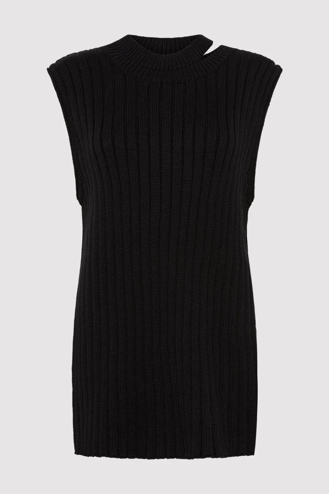 Knitwear*St. Agni Deconstructed Rib Knit Tunic - Black